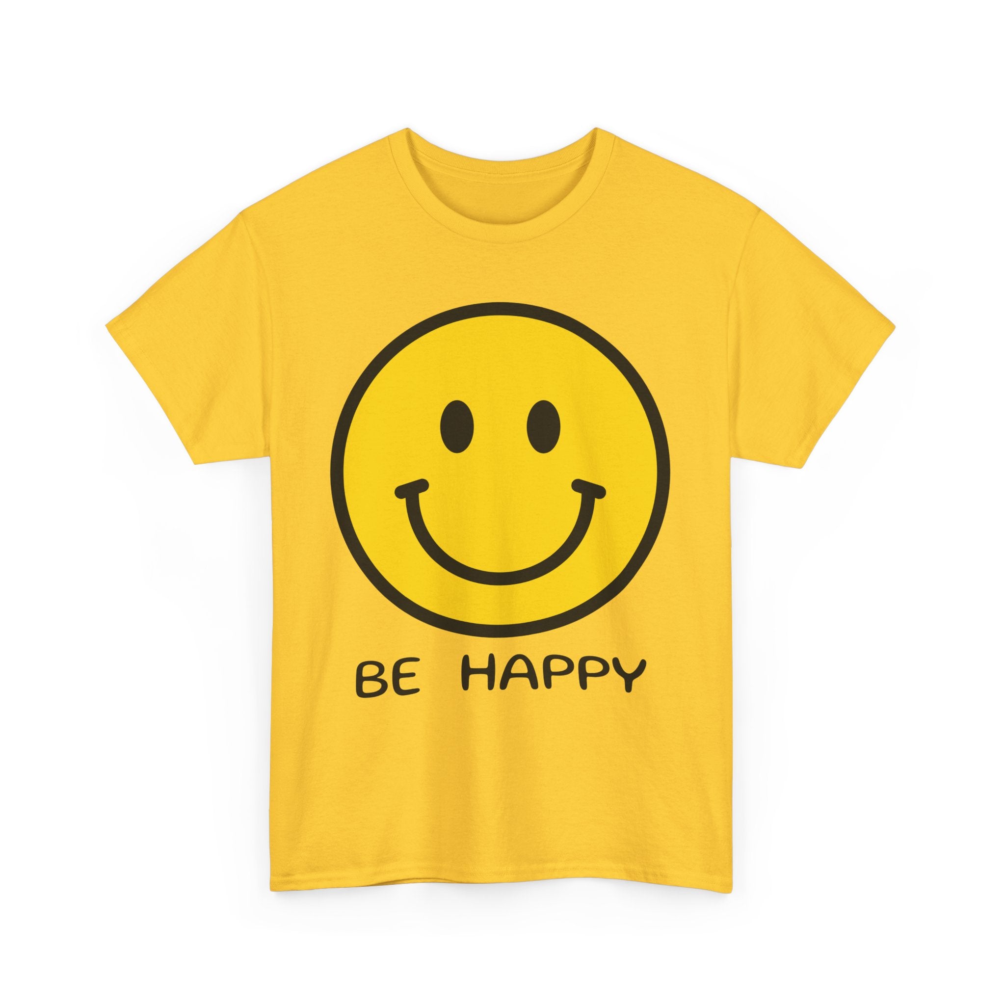 Be Happy T-Shirt – Large Smiley Face Positive Vibes Tee