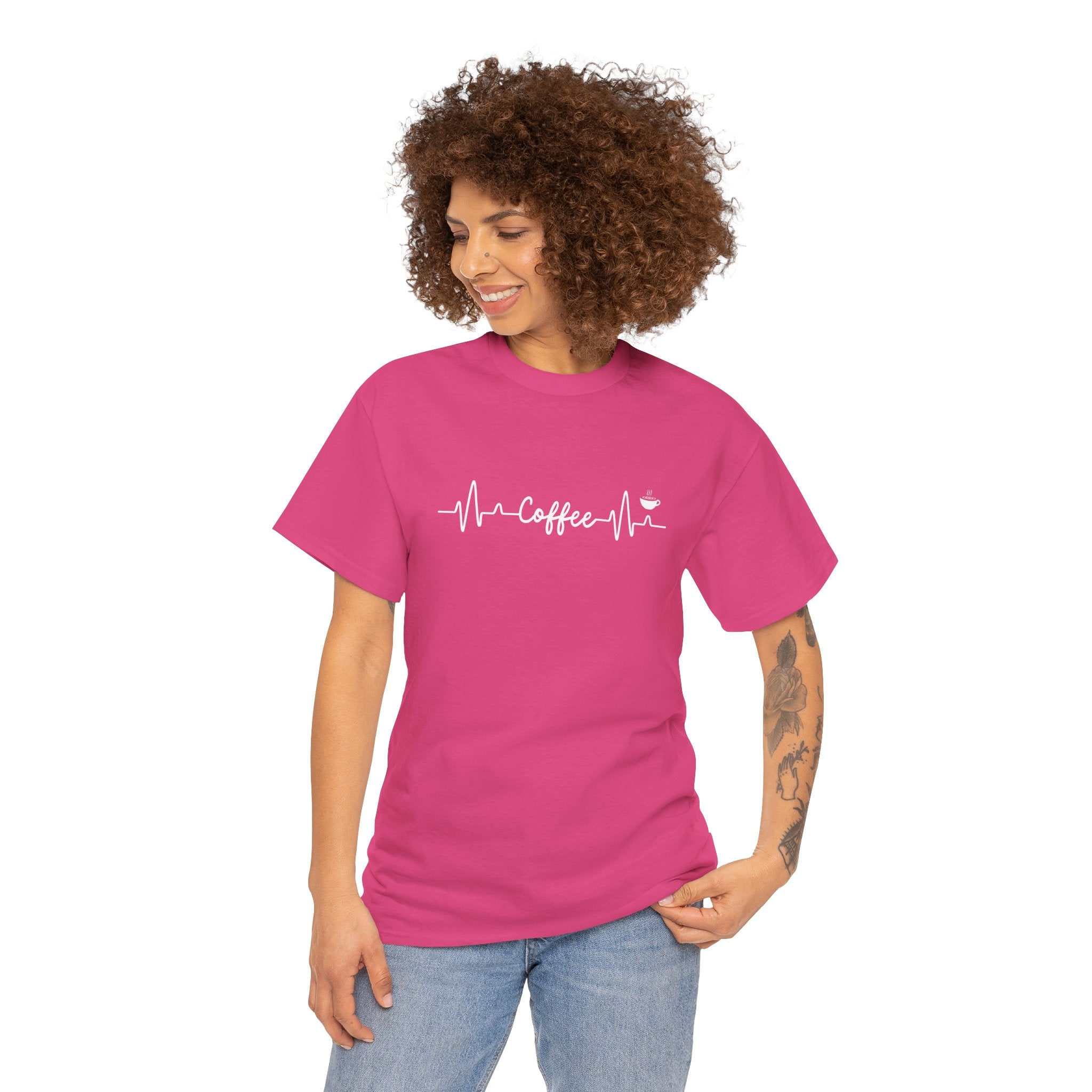 Coffee Lover's Heartbeat T-Shirt – Perfect for Caffeine Enthusiasts