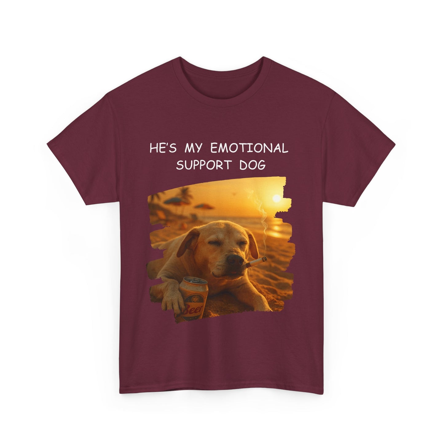 He's My Emotional Support Dog β Funny Beach Bum Dog T-Shirt πΆππ»