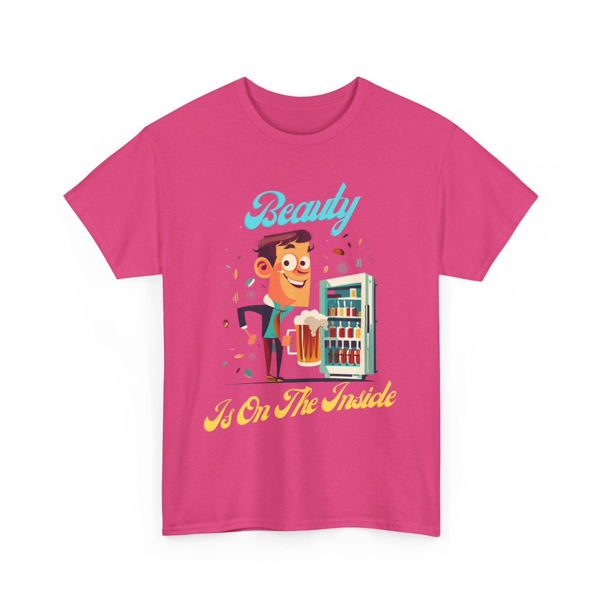 Beauty Is on the Inside Beer Fridge T-Shirt – Funny Aussie Bloke Humour Tee