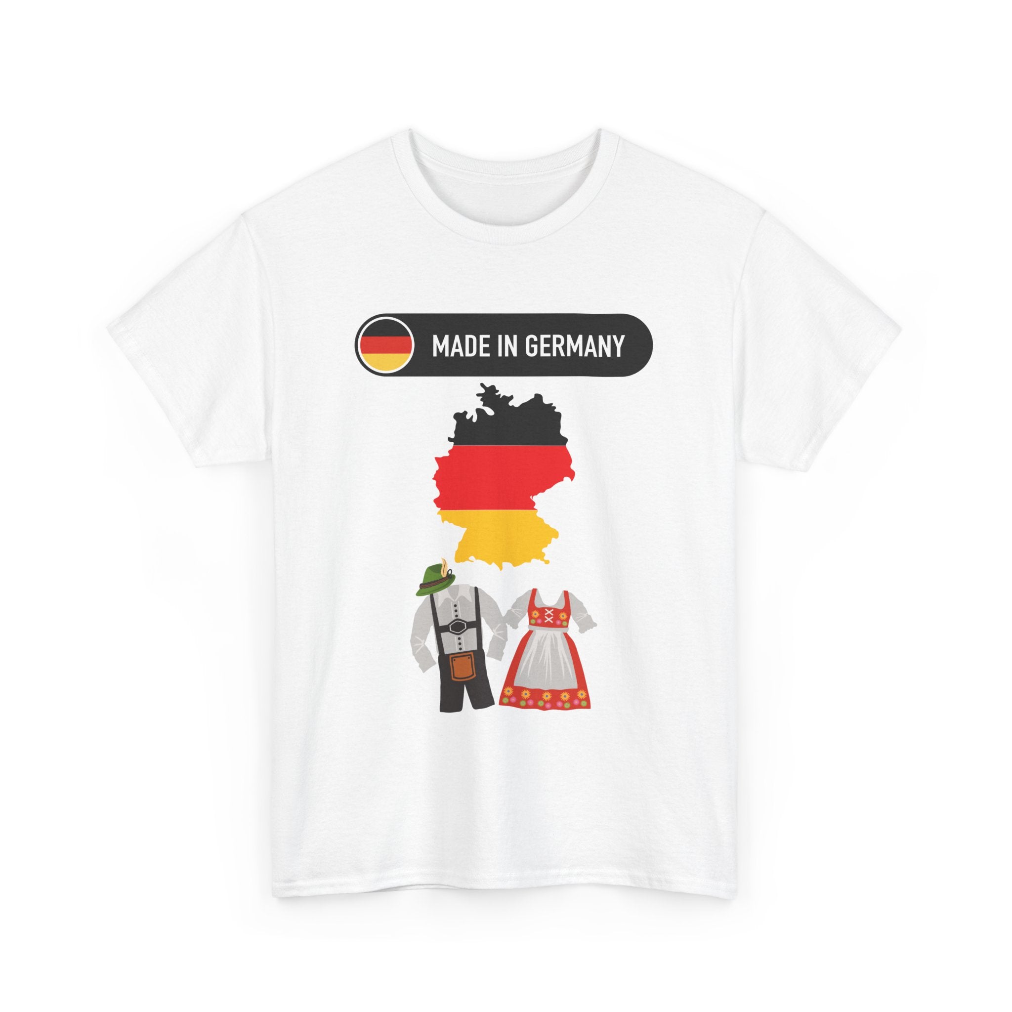 Made in Germany T-Shirt with Flag, Country Outline & Traditional Dress