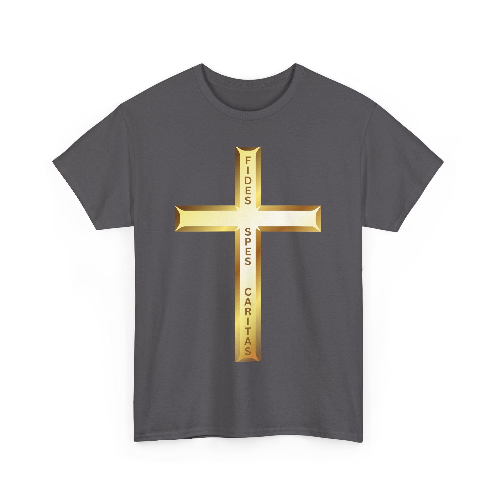 Fides • Spes • Caritas Crucifix T-Shirt ✝️ Faith, Hope & Charity| Religious T-Shirt 🙏