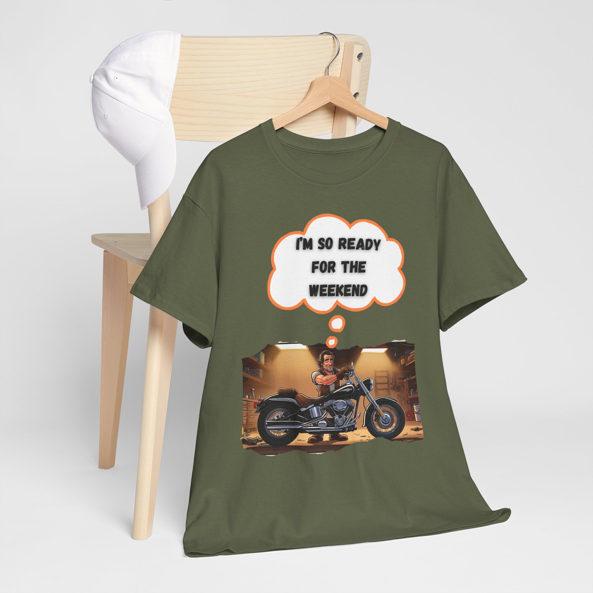 Weekend Warrior Mode: Biker Garage Prep – Motorcycle T-Shirt