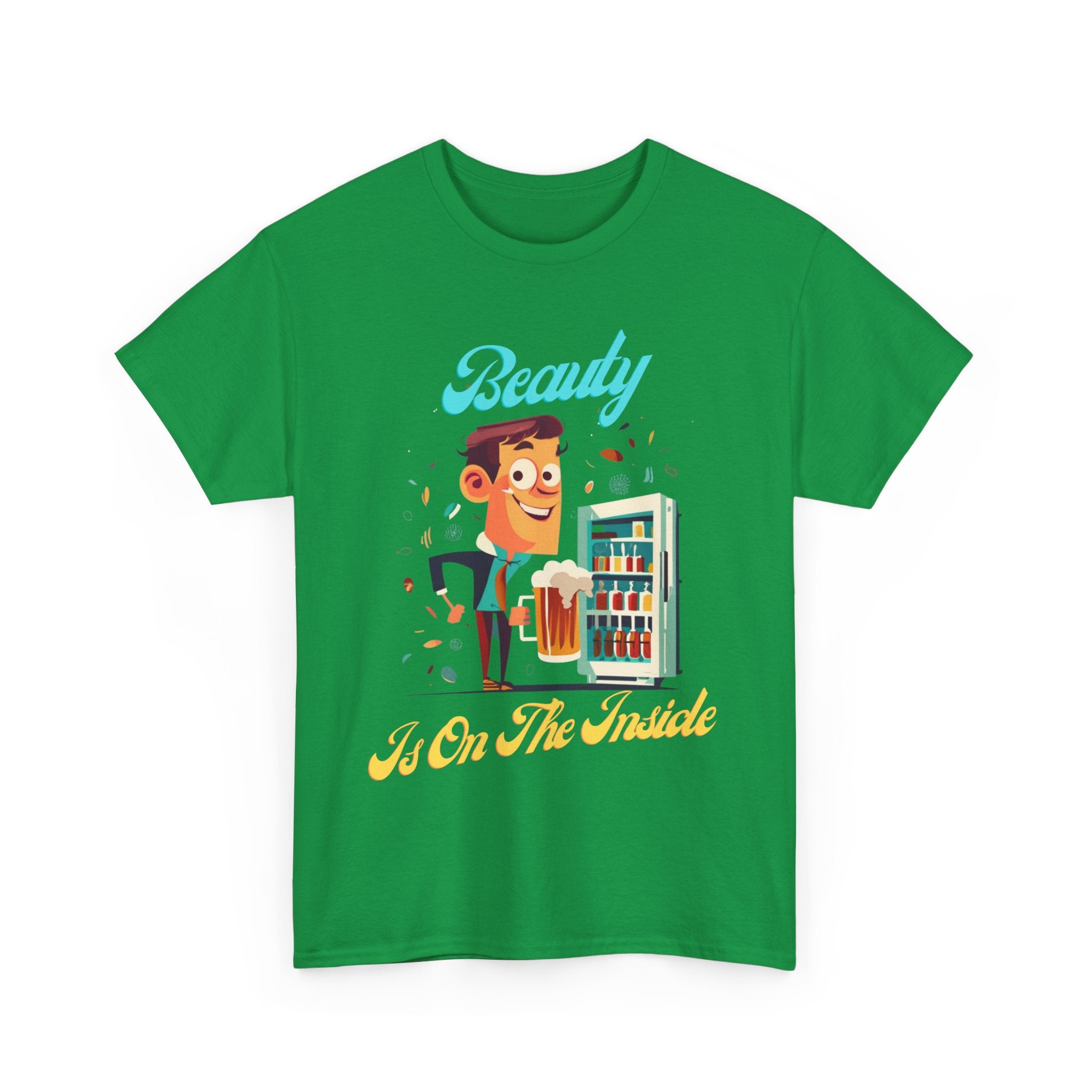 Beauty Is on the Inside Beer Fridge T-Shirt – Funny Aussie Bloke Humour Tee