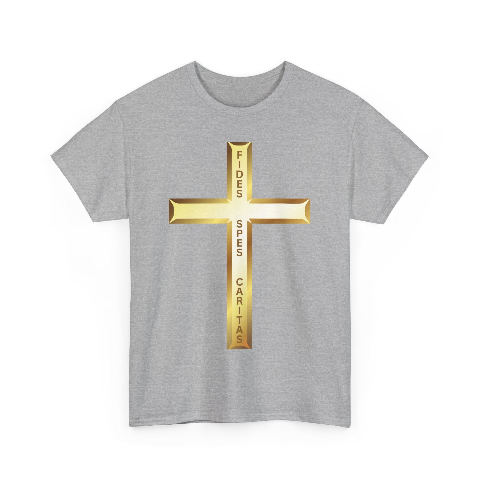Fides • Spes • Caritas Crucifix T-Shirt ✝️ Faith, Hope & Charity| Religious T-Shirt 🙏