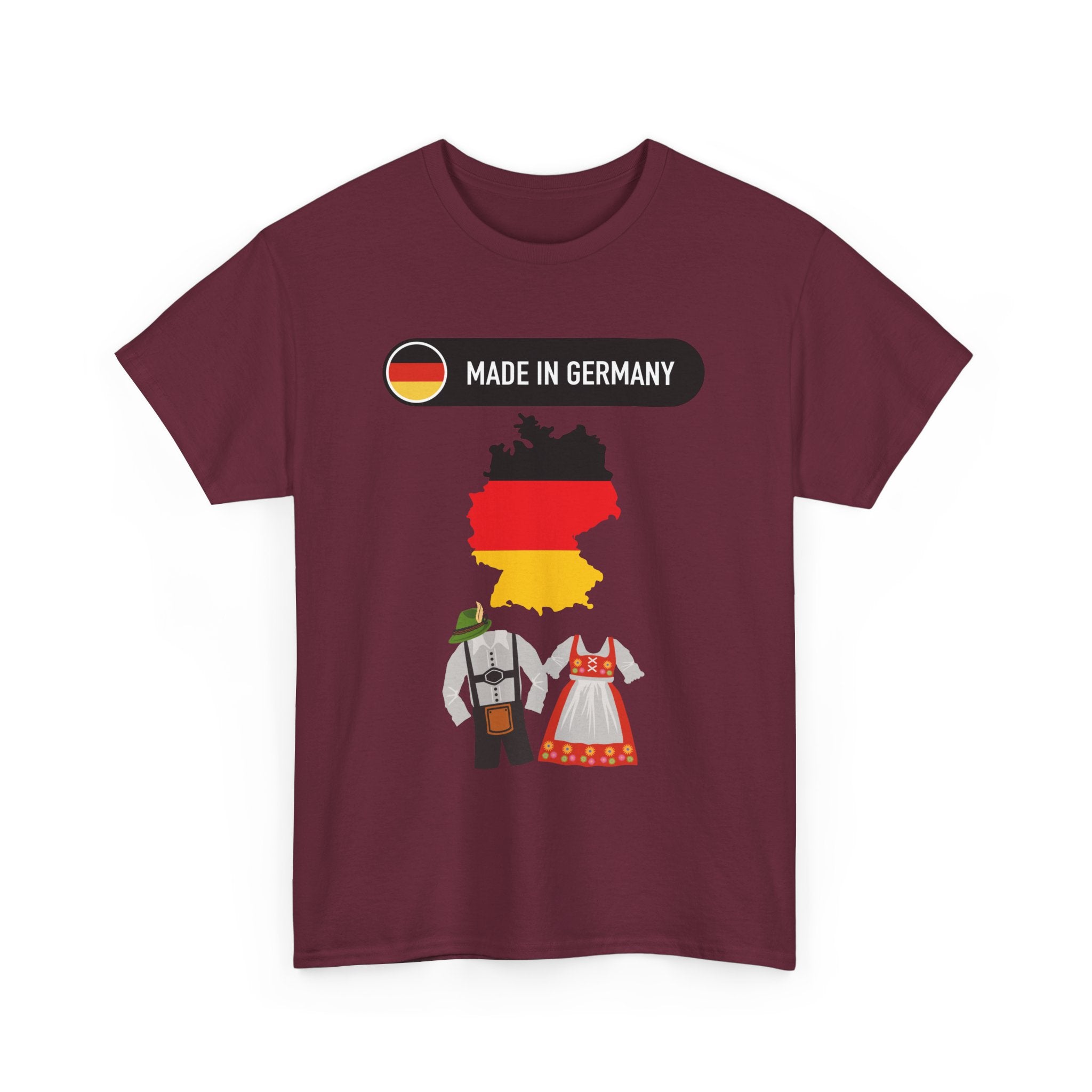 Made in Germany T-Shirt with Flag, Country Outline & Traditional Dress