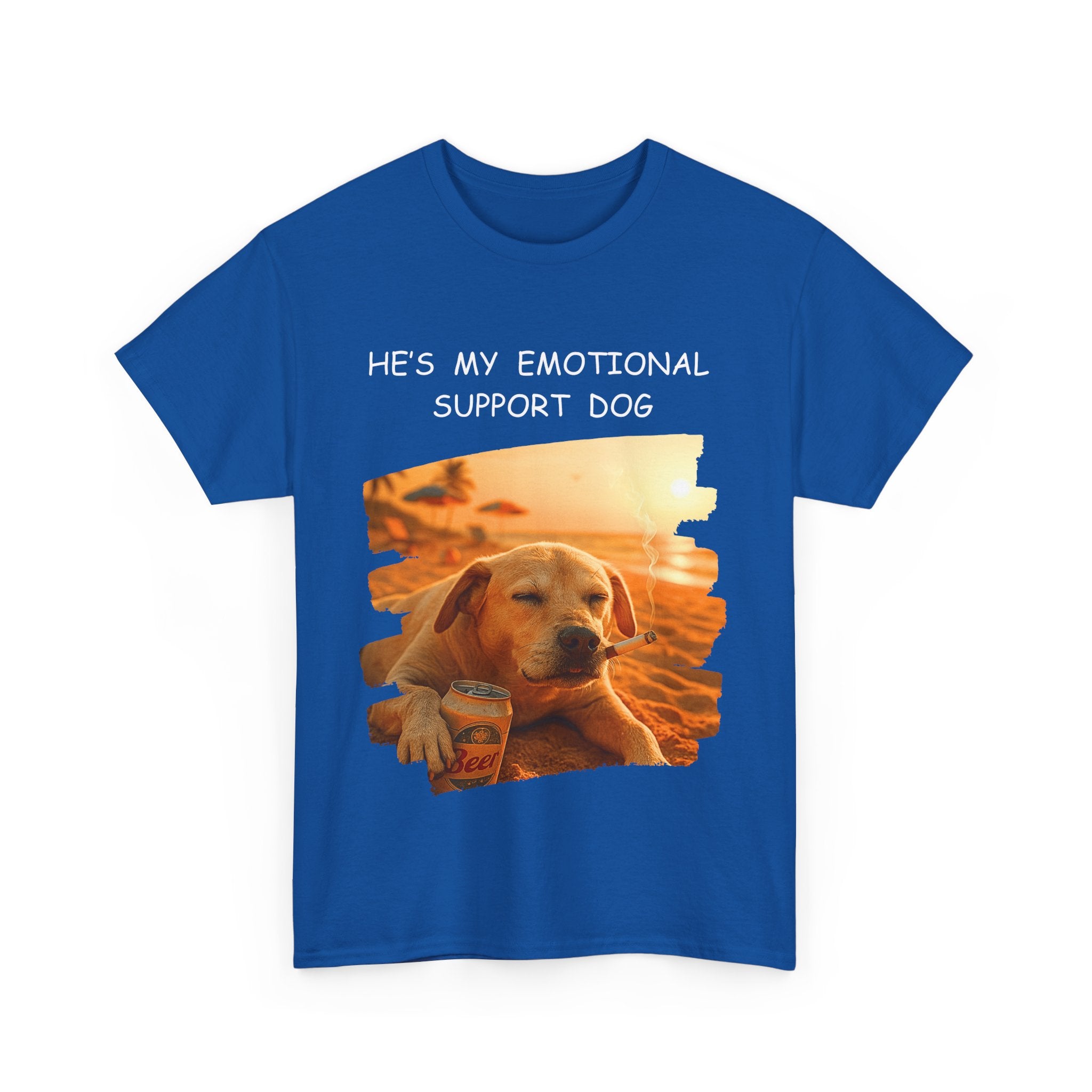 He's My Emotional Support Dog – Funny Beach Bum Dog T-Shirt 🐶🌞🍻