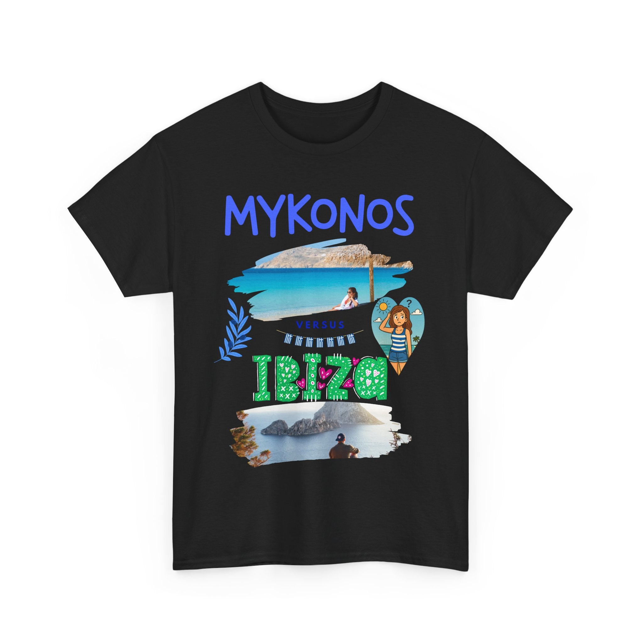 Mykonos vs Ibiza Funny Beach T-Shirt – Holiday Dilemma Design 🌴 🏖️ 🤯 ✈️ 🇬🇷