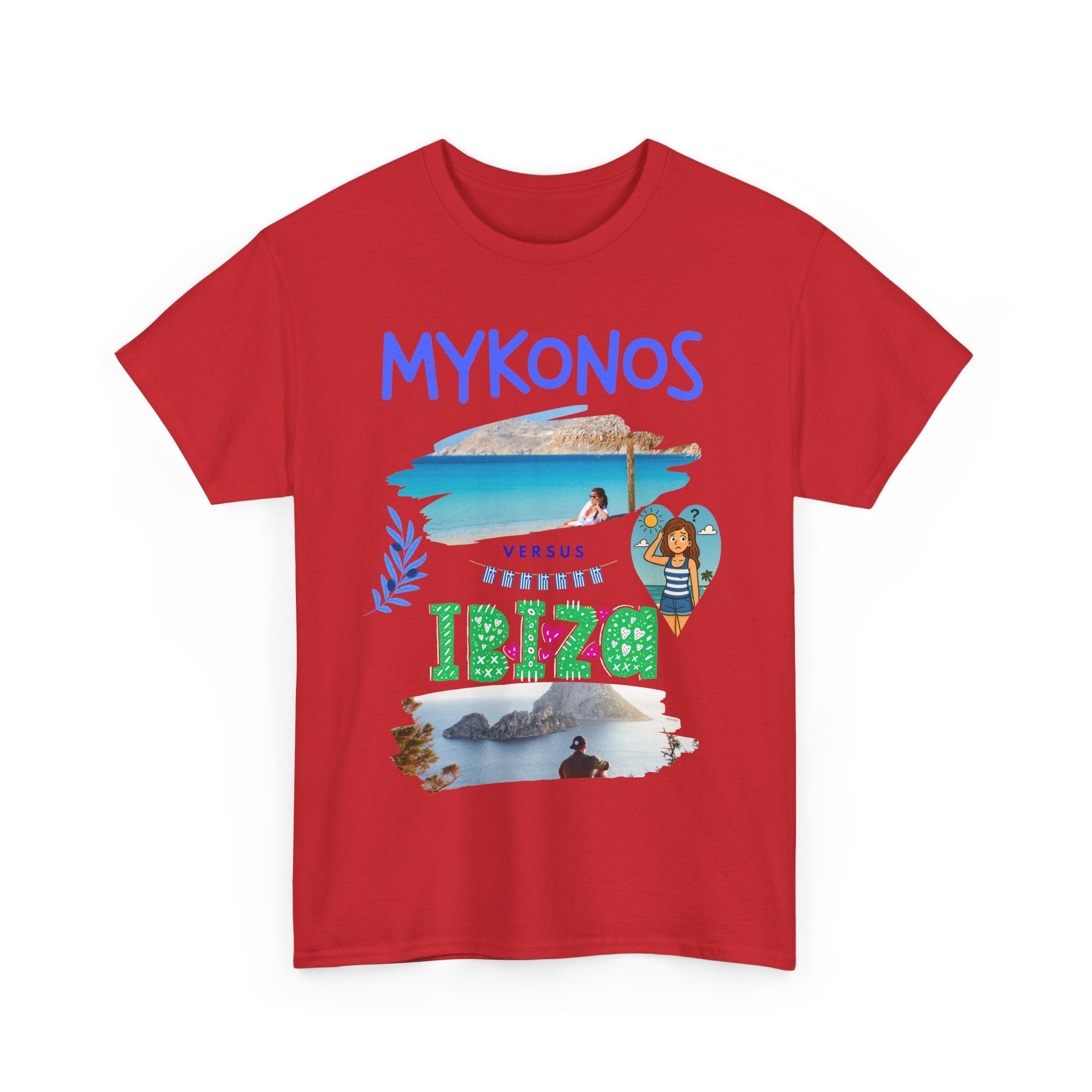 Mykonos vs Ibiza Funny Beach T-Shirt – Holiday Dilemma Design 🌴 🏖️ 🤯 ✈️ 🇬🇷