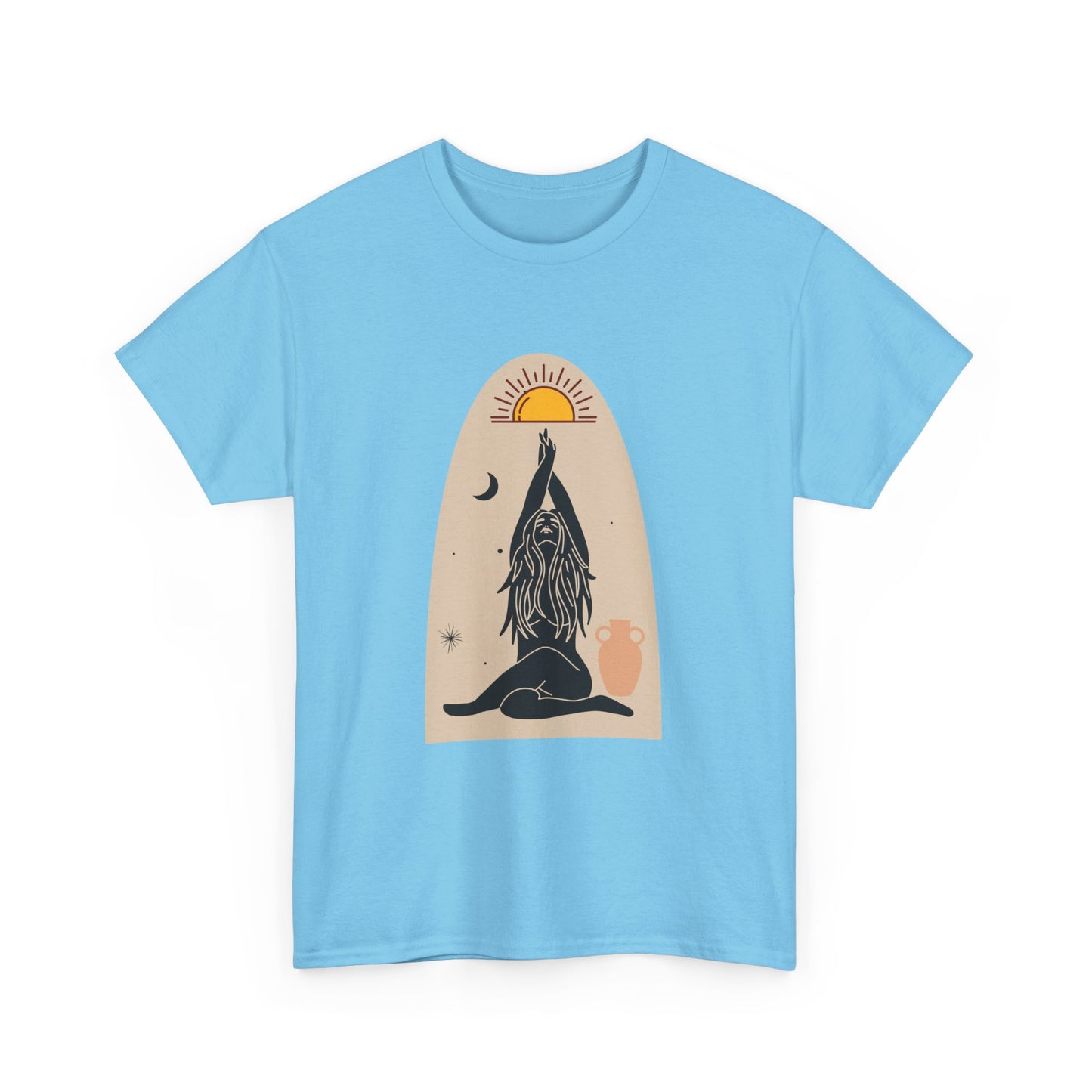 Surfboard Girl T-Shirt – Flowing Hair & Sun Worship Design