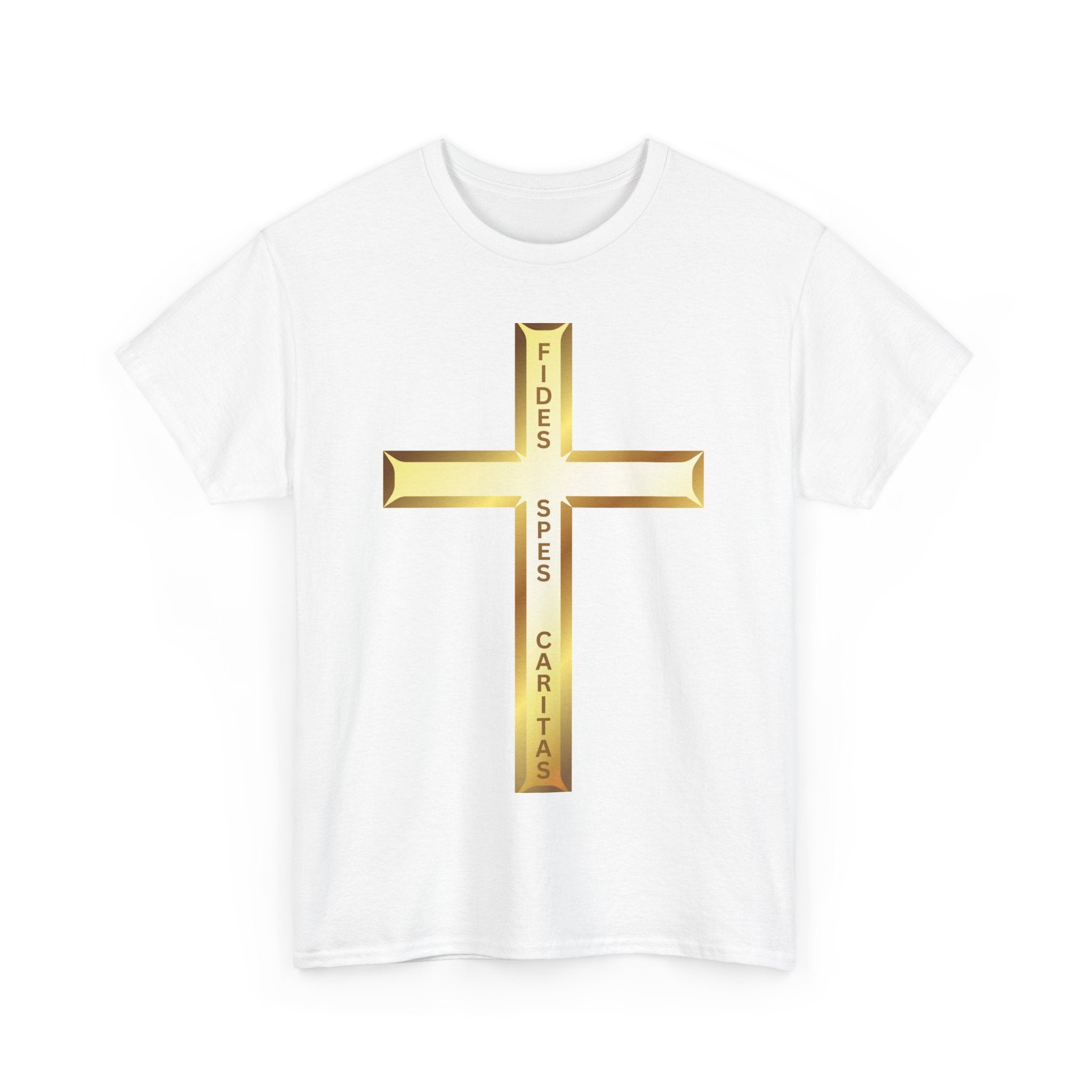Fides • Spes • Caritas Crucifix T-Shirt ✝️ Faith, Hope & Charity| Religious T-Shirt 🙏
