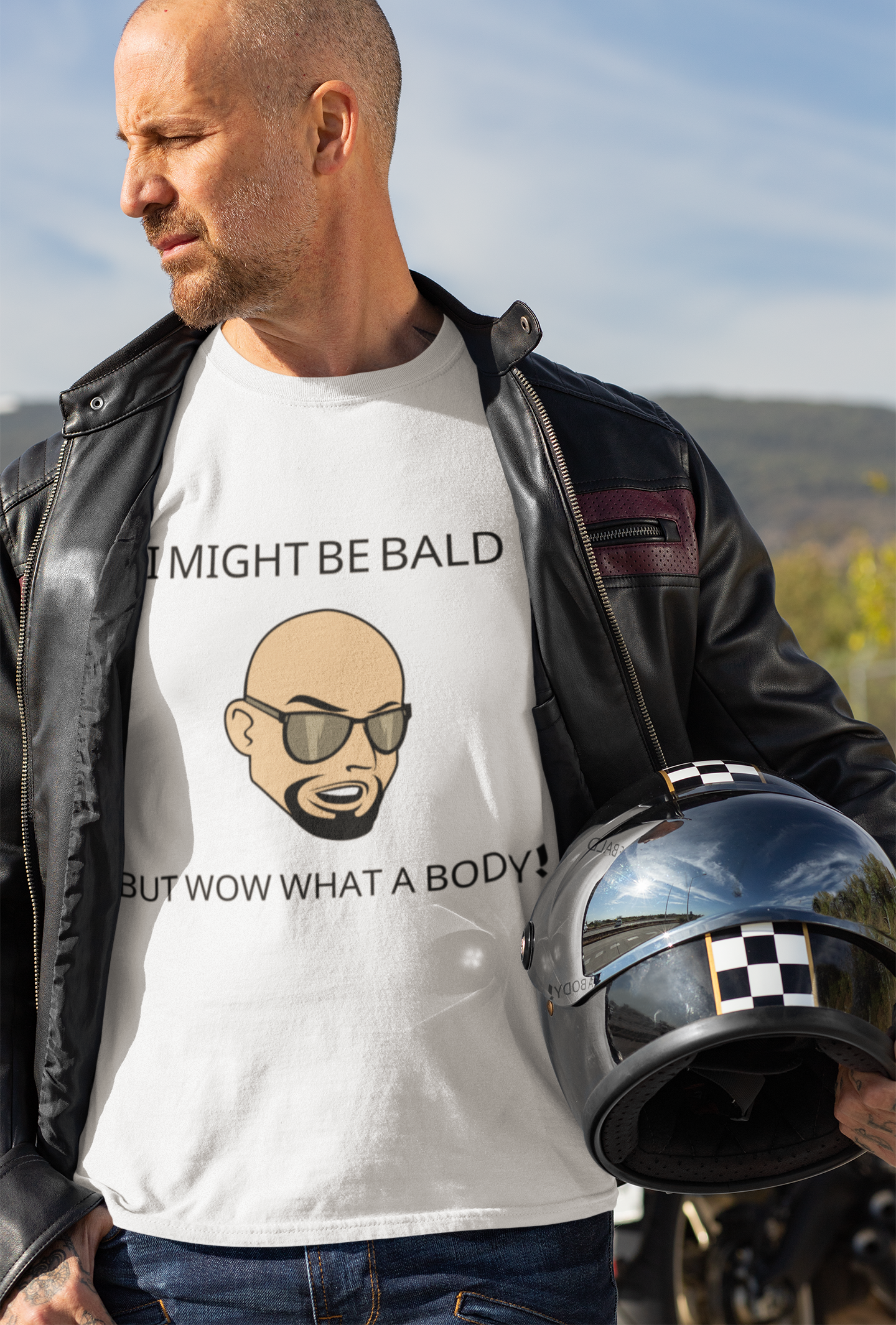 I Might Be Bald but Wow What a Body T-Shirt | Funny Confidence Tee