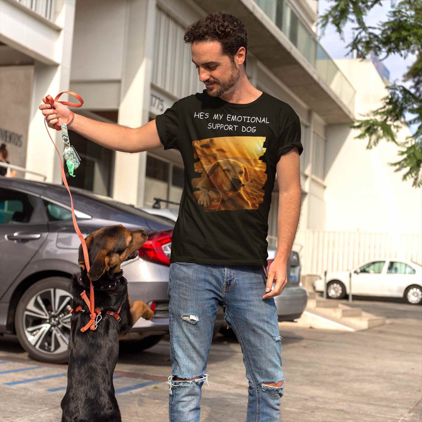 He's My Emotional Support Dog β Funny Beach Bum Dog T-Shirt πΆππ»