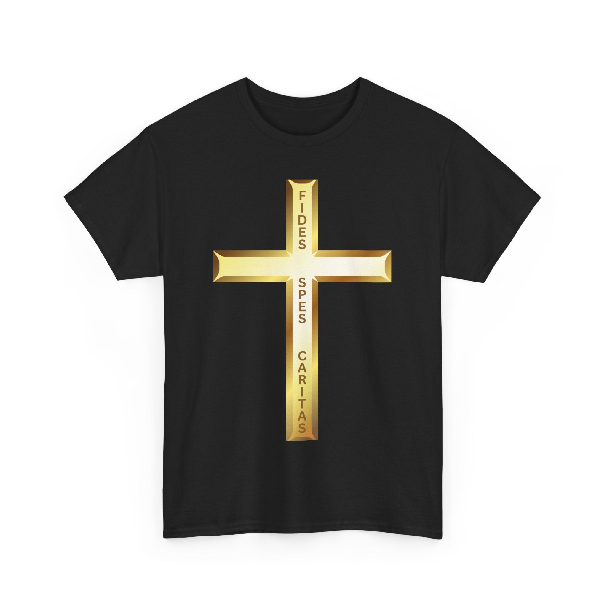 Fides • Spes • Caritas Crucifix T-Shirt ✝️ Faith, Hope & Charity| Religious T-Shirt 🙏