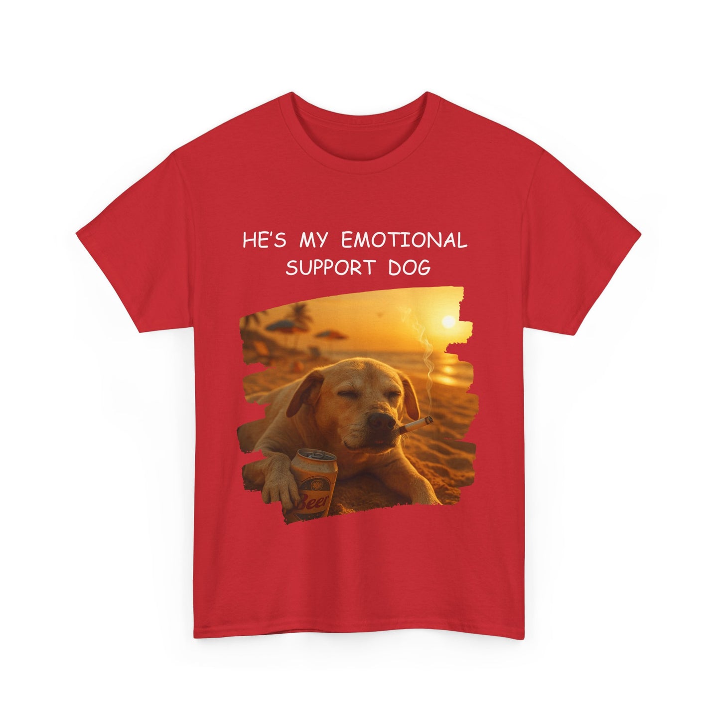 He's My Emotional Support Dog β Funny Beach Bum Dog T-Shirt πΆππ»