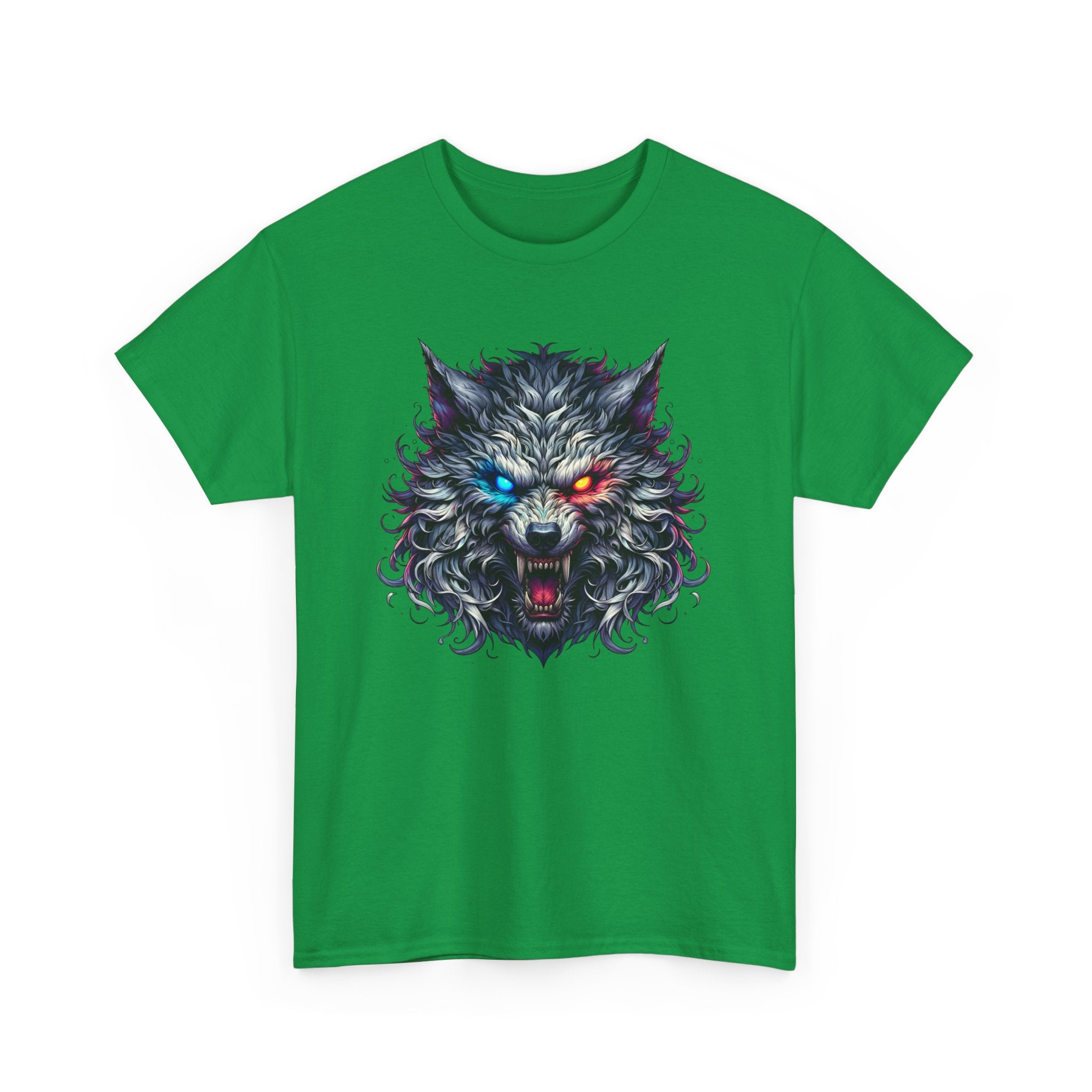 Scary Wolf Face T-Shirt with Glowing Eyes