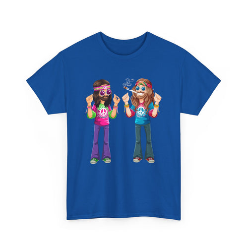 Hippie Vibes T-Shirt – Funny Retro Stoner Couple Tee ✌️🌿😄