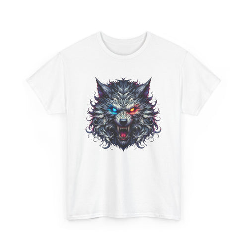 Scary Wolf Face T-Shirt with Glowing Eyes