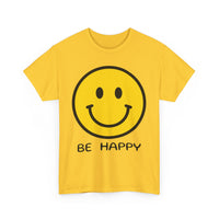 Be Happy T-Shirt – Large Smiley Face Positive Vibes Tee