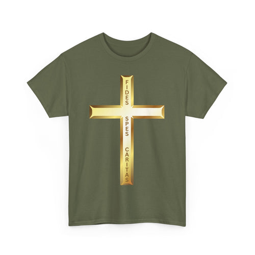 Fides • Spes • Caritas Crucifix T-Shirt ✝️ Faith, Hope & Charity| Religious T-Shirt 🙏