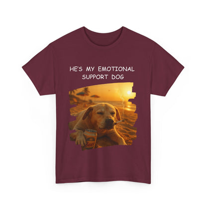 He's My Emotional Support Dog – Funny Beach Bum Dog T-Shirt 🐶🌞🍻