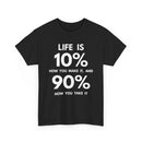 Black t-shirt with white text motivational