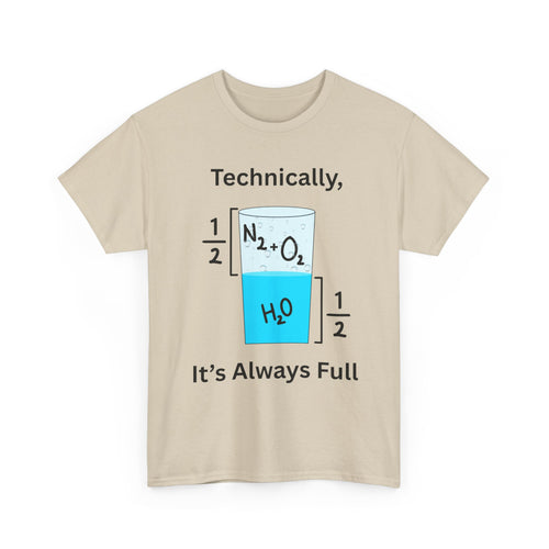 Beige t-shirt with a graphic and text about chemistry 