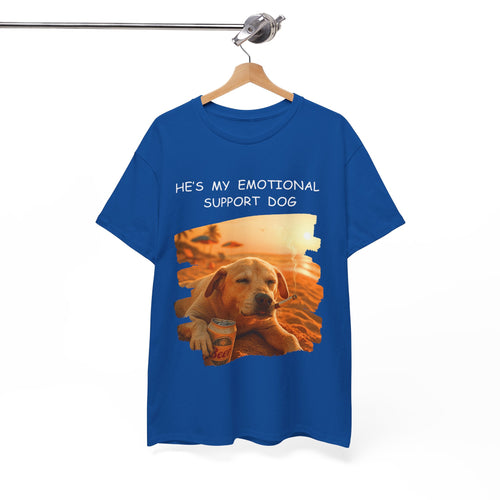 He's My Emotional Support Dog – Funny Beach Bum Dog T-Shirt 🐶🌞🍻