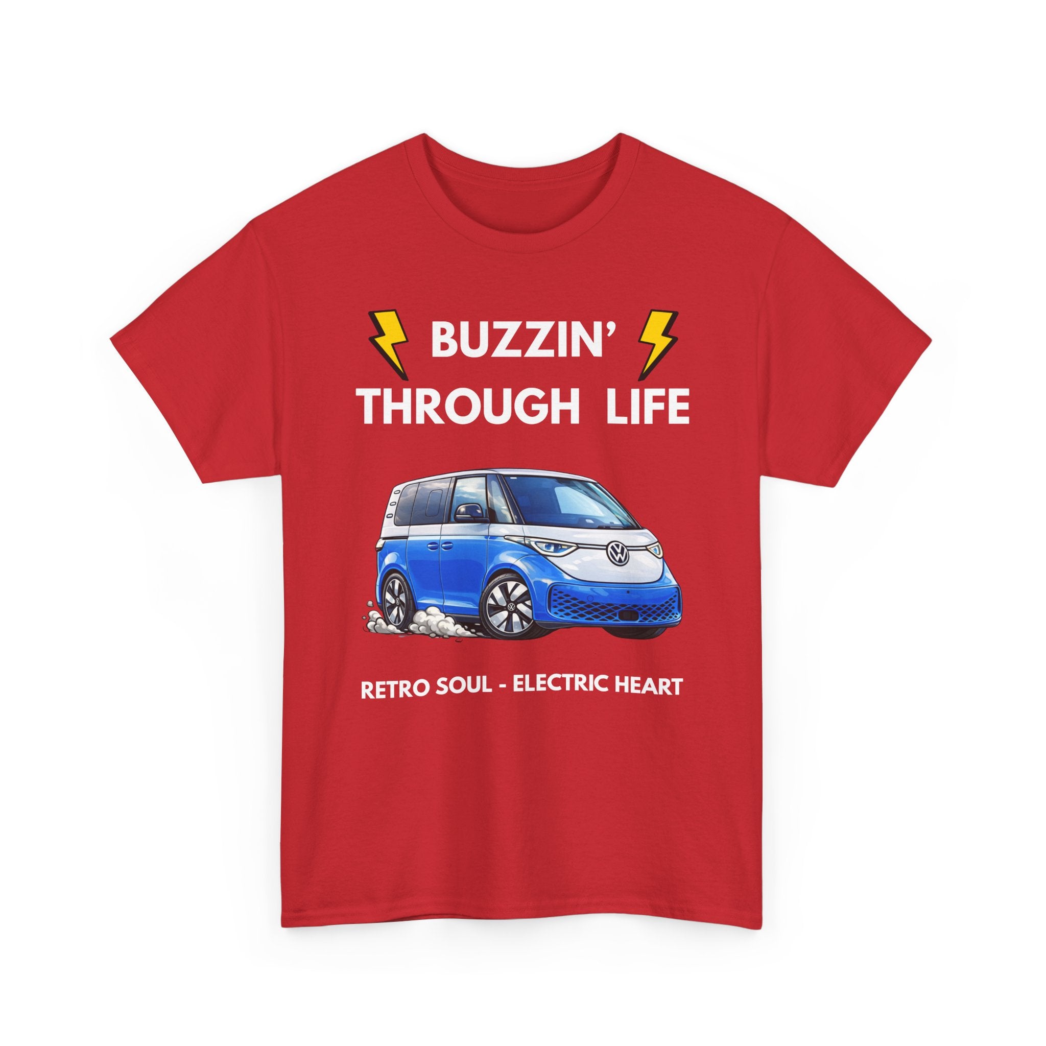 Buzzin' Through Life T-Shirt | Retro Soul Electric Heart Tee 🚌⚡