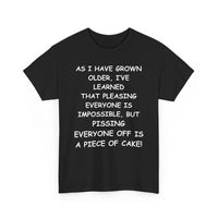 Black t-shirt with white text 