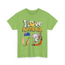 I Love Australia T-Shirt – Iconic Aussie Koala, Kangaroo, Flag & Boomerang Design