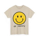 Be Happy T-Shirt – Large Smiley Face Positive Vibes Tee