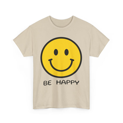 Be Happy T-Shirt – Large Smiley Face Positive Vibes Tee