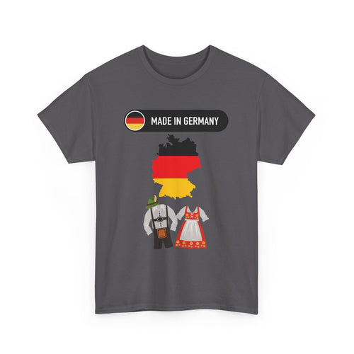Made in Germany T-Shirt with Flag, Country Outline & Traditional Dress