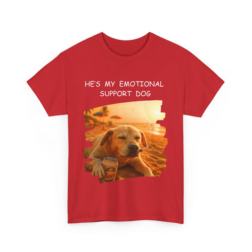 He's My Emotional Support Dog – Funny Beach Bum Dog T-Shirt 🐶🌞🍻
