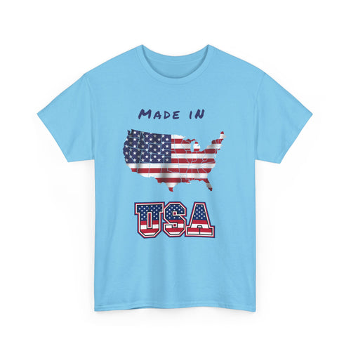 Made in USA T-Shirt with Flag and Country Outline