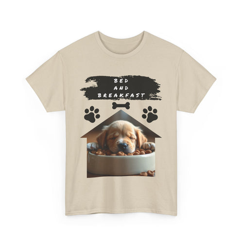 Bed and Breakfast Puppy T-Shirt – Funny Dog Lover Tee 🐶🍽️💤