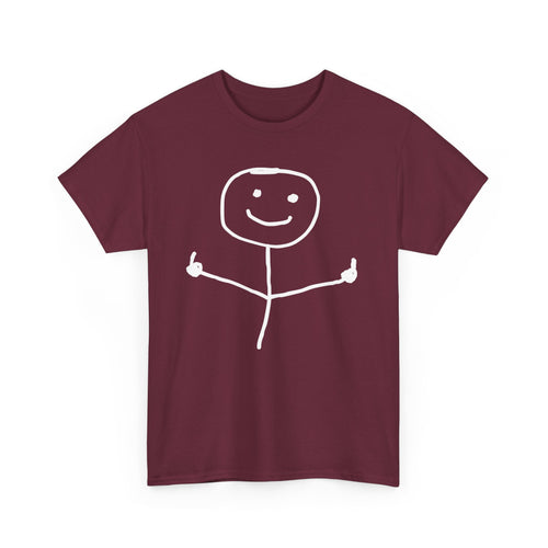 Bold Stick Figure Double Fingers T-Shirt – Edgy Statement Design