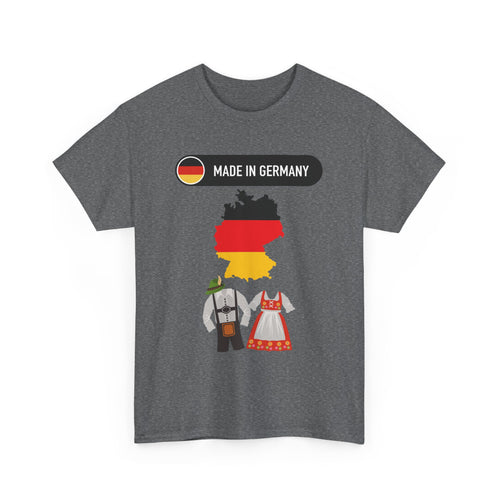 Made in Germany T-Shirt with Flag, Country Outline & Traditional Dress