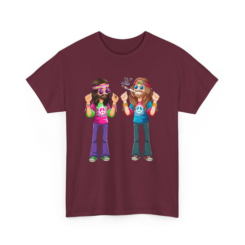 Hippie Vibes T-Shirt – Funny Retro Stoner Couple Tee ✌️🌿😄