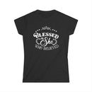 Religious women's black t shirt with white text