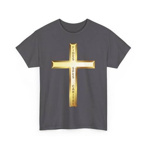 Fides • Spes • Caritas Crucifix T-Shirt ✝️ Faith, Hope & Charity| Religious T-Shirt 🙏