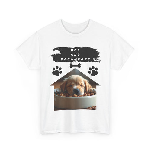 Bed and Breakfast Puppy T-Shirt – Funny Dog Lover Tee 🐶🍽️💤