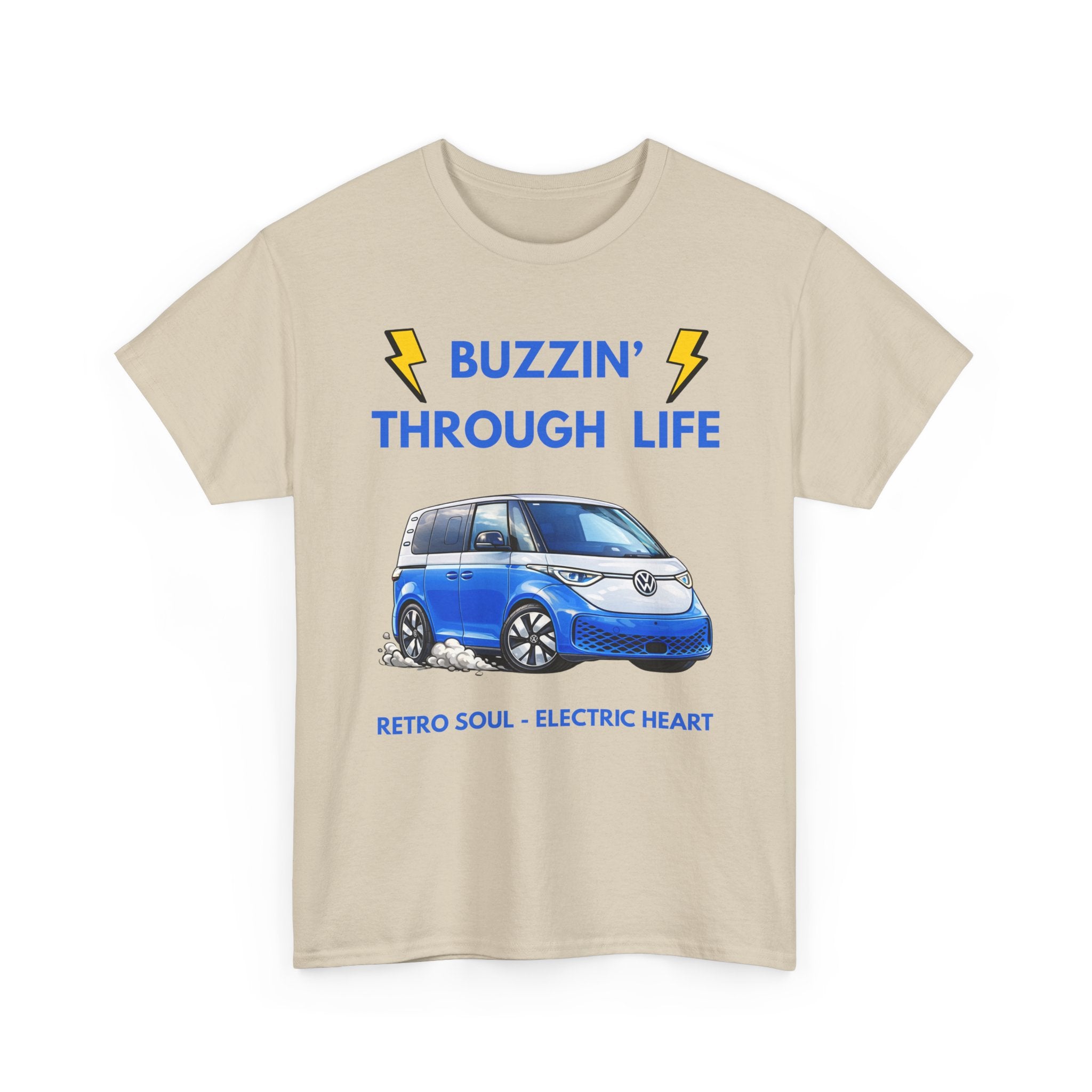 Buzzin' Through Life T-Shirt | Retro Soul Electric Heart Tee 🚌⚡