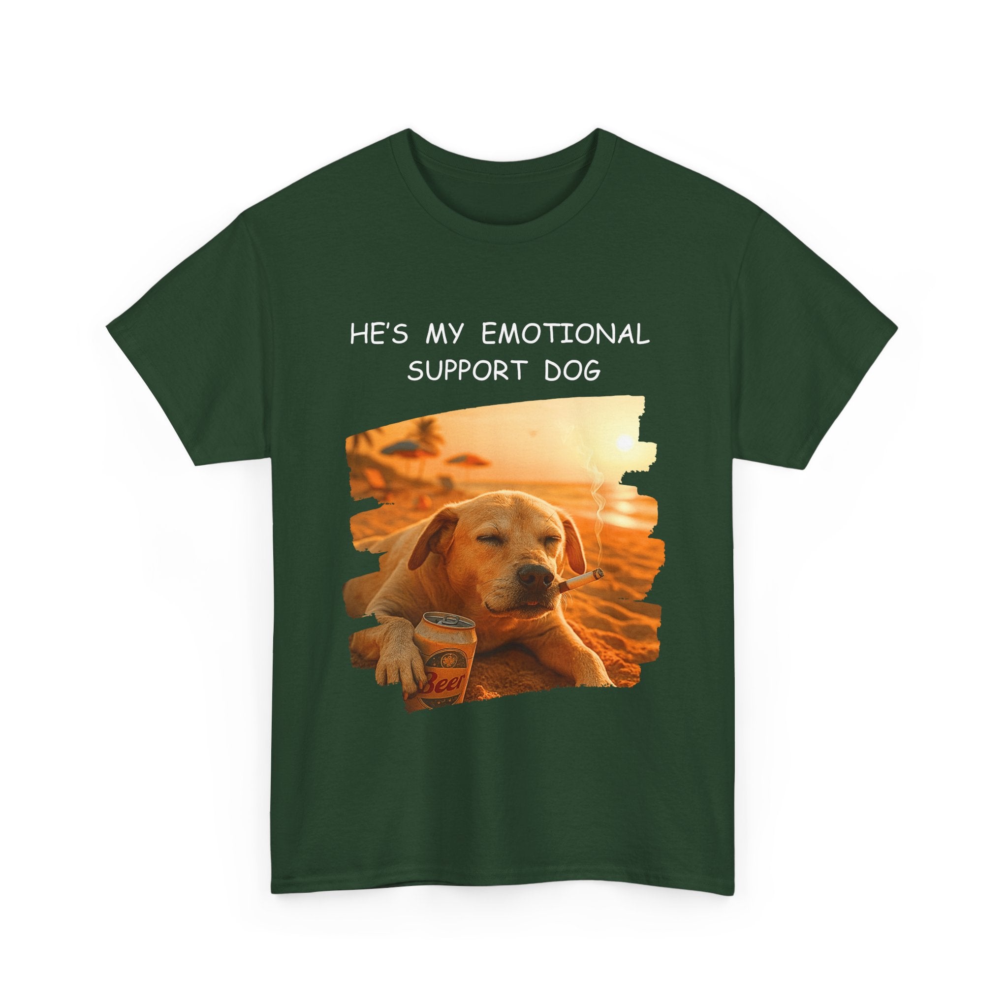 He's My Emotional Support Dog – Funny Beach Bum Dog T-Shirt 🐶🌞🍻