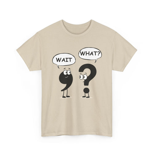 Wait What? Funny Grammar T-Shirt 🤔 | Comma & Question Mark Cartoon Tee