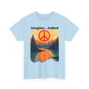Imagine… Indeed Peace T-Shirt | Sunrise Cityscape & Mountains Tee 🌅✌️