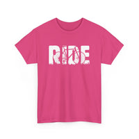 Ride T-Shirt – Bold Bike Lovers Tee with Superimposed Bicycle Design