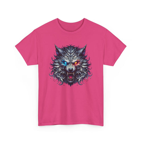 Scary Wolf Face T-Shirt with Glowing Eyes