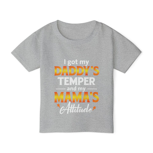 Kids Funny T-Shirt – Daddy’s Temper & Mama’s Attitude